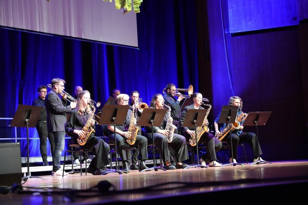 Saxofone und Posaunen der Lehrerband unter Blaulicht, Best of Schulwerk